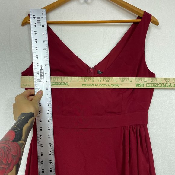 Ann Taylor Fuax Wrap Maxi Evening Gown Size 4 Crimson Bridesmaid Wedding NWT - Picture 3 of 14